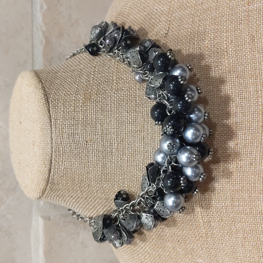 4 for $20 Fashion Jewelry Necklace Statement Black Silver Metal Beads